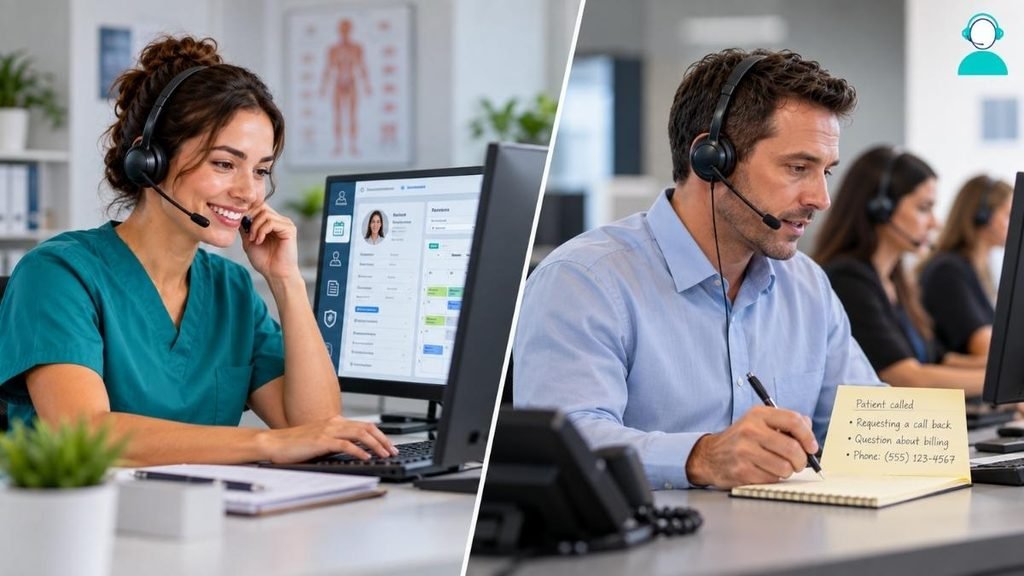virtual medical receptionist vs. answering service